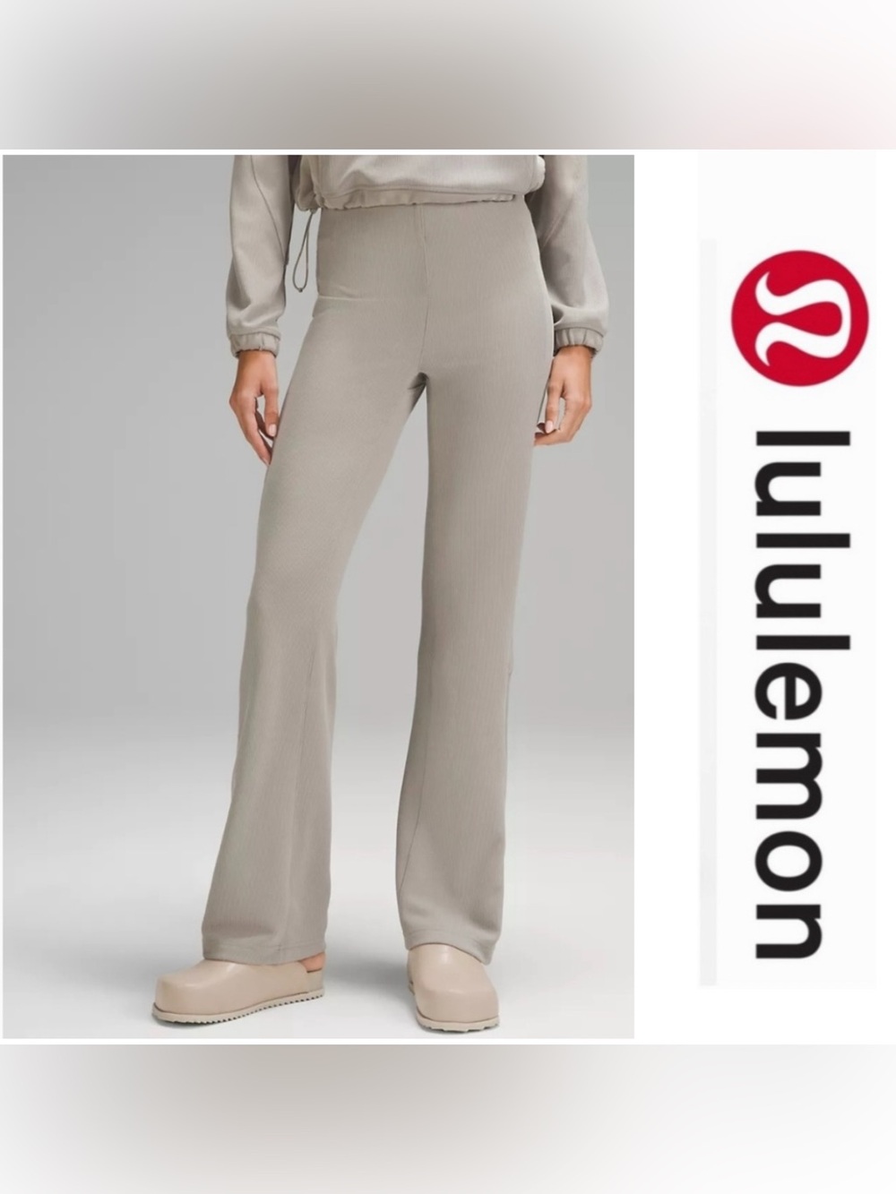 NWT | Lululemon | 
Brushed Softstreme Rib Zip
Flare Pants | Riverstone | Sz 10